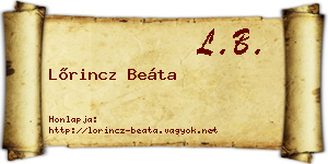 Lőrincz Beáta névjegykártya